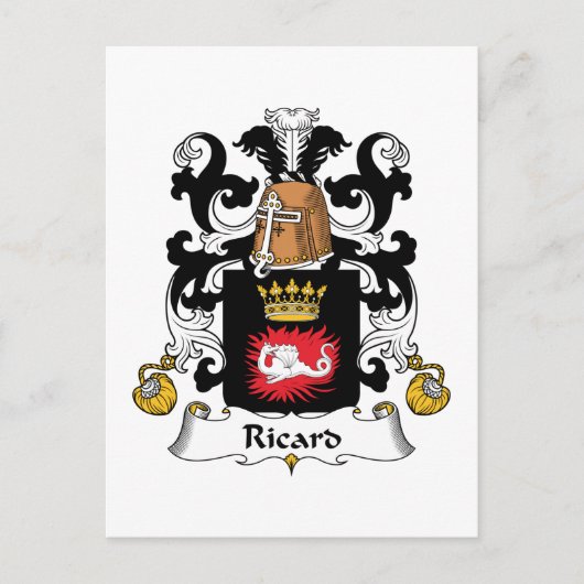 Carte Postale Blason de la famille Ricard (Devant)