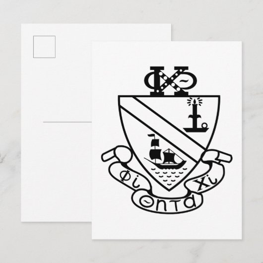 Carte Postale Blason de Phi Chi Theta | N&B (Devant / Derrière)