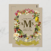 Carte Postale Blason Floral Élégant En Souvenir Funérailles (Devant / Derrière)