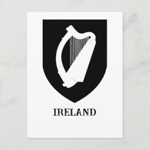 Carte Postale Blason Irlandais Art Minimaliste Noir & Blanc