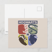Carte Postale Blason timbré vintage HOGWARTS™ (Devant / Derrière)