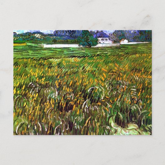 Carte Postale Blé Field Auvers, Maison Blanche Van Gogh Art (Devant)