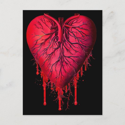 Carte Postale Bleeding Heart Love Heart break goth Art (Devant)