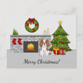 Carte Postale Blenheim Cavalier Dog Dans Une Salle De Noël (Devant)