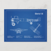 Carte Postale Bleriot XI - Plan de dessin du plan d'avion AD (Devant)