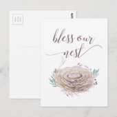 Carte Postale Bless Our Nest - Rustique, Boho Chic Design (Devant / Derrière)