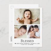 Carte Postale Blessé 3 photos de bébé Faire-part de naissance (Devant / Derrière)