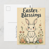 Carte Postale Blessures de Pâques mignonnes Lapin (Devant / Derrière)