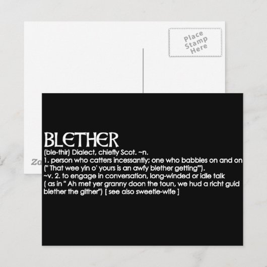 Carte Postale Blether (Devant / Derrière)