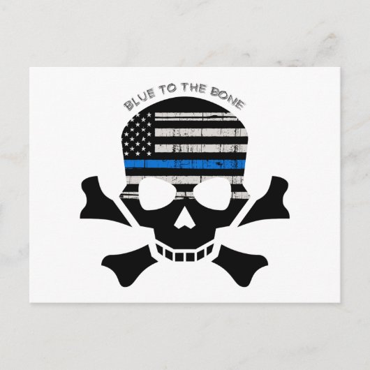 Carte Postale Bleu à os (noir) (Devant)