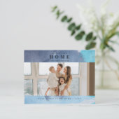 Carte Postale Bleu Abstrait Nouvelle maison pour vacances Photo  (Debout devant)