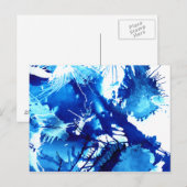 Carte Postale Bleu Acrylique Encres Floral Bizarre peinture Abst (Devant / Derrière)