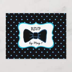 Carte postale Bleu Black Bowtie LGBT Mariage