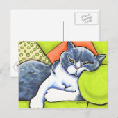 Carte Postale Bleu Blanc Bleu Britanniques Shorthair Cosy Off-Le (Devant / Derrière)