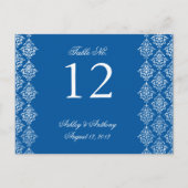 Carte Postale Bleu blanc Damas Arabesque Numéro de la table (Devant)