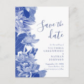 Carte Postale Bleu Blanc Lotus Floral Chinoiserie Enregistrer la (Devant)