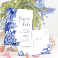 Bleu Blanc Lotus Floral Chinoiserie Enregistrer la