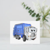 Carte Postale Bleu blanc souriant Dessin de camion à ordures (Debout devant)