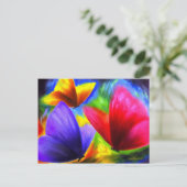 Carte Postale Bleu Bleu Rouge Papillon jaune Illustration (Debout devant)