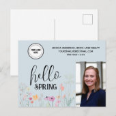 Carte Postale Bleu Bonjour Printemps Réalité Promotion (Devant / Derrière)