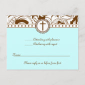 Carte postale bleu Brown Vintage Wedding RSVP (Dos)