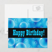 Carte Postale Bleu bulles Joyeux anniversaire (Devant / Derrière)