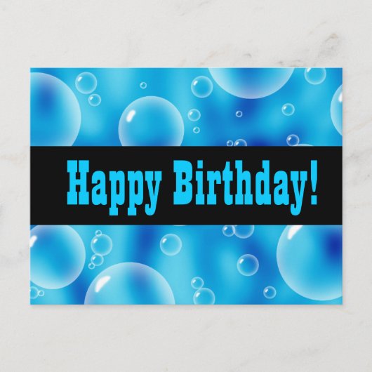 Carte Postale Bleu bulles Joyeux anniversaire (Devant)