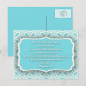 Carte Postale Bleu clair Blanc Floral Bible Verse Encouragement (Devant / Derrière)