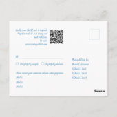 Carte Postale Bleu clair blanc QR Code choix de repas RSVP (Dos)