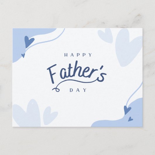 Carte Postale Bleu clair Fête des pères joyeuse à thème coeur (Devant)