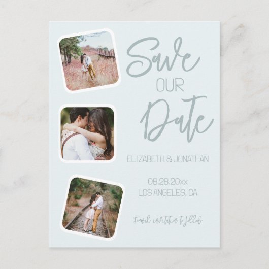 Carte Postale Bleu côtier Enregistrer la date (Devant)