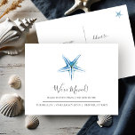 Carte Postale Bleu côtier Poisson étoilé Nouvelle maison Faire-p<br><div class="desc">Une carte de faire-part mobile couleur d'aquarelle côtière chic qui permet aux amis et à la famille de connaître votre nouvelle maison douce! Ce design simple présente une charmante étoile de mer bleue dans mon art d'aquarelle peint à la main avec "We've Moved" en typographie manuscrite. Utilisez les champs modèle...</div>