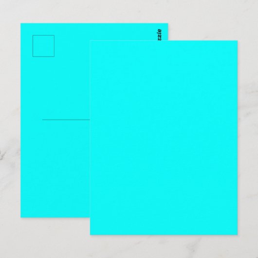 Carte Postale Bleu Cyan Vert Turquoise Uni (Devant / Derrière)