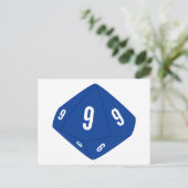 Carte postale bleu D10 Numéro de table de dés (Debout devant)