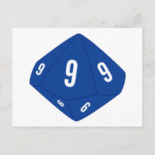 Carte postale bleu D10 Numéro de table de dés