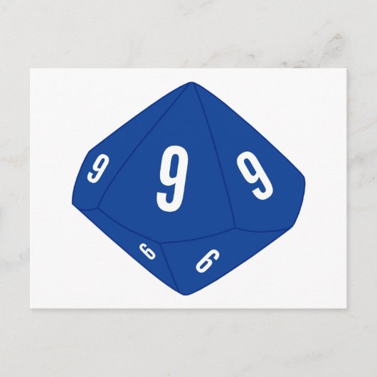 Carte postale bleu D10 Numéro de table de dés (Devant)