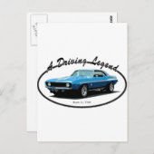 Carte Postale Bleu de Camaro 1969 (Devant / Derrière)