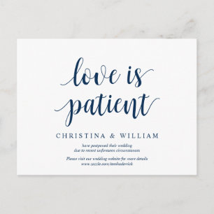 Carte Postale Bleu de la Marine Rustique, l'amour est patient, o