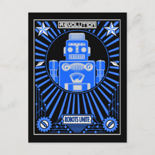 Carte Postale Bleu de la révolution robotique