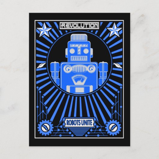 Carte Postale Bleu de la révolution robotique (Devant)
