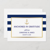 Carte Postale Bleu de marine Bleu Blancs Merci Mariage (Devant / Derrière)