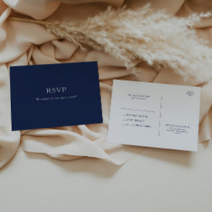 Carte Postale Bleu de marine minimaliste classique   Mariage en 