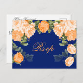 Carte Postale Bleu de marine, une jolie flore orange (Devant / Derrière)