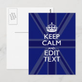 Carte Postale Bleu de minuit Gardez le calme Obtenez votre texte (Devant / Derrière)