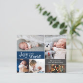 Carte Postale Bleu de Noël Bébé Joie au monde Collage de photos (Debout devant)