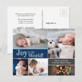 Carte Postale Bleu de Noël Bébé Joie au monde Collage de photos (Devant / Derrière)