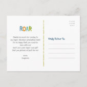 Carte Postale Bleu Dinosaures Boy Kawaii Merci (Dos)