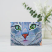 Carte Postale Bleu Dora, Gris Tabby Cat (Debout devant)