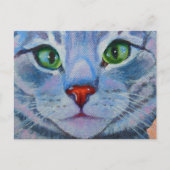 Carte Postale Bleu Dora, Gris Tabby Cat (Devant)
