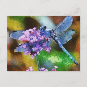 Carte Postale Bleu dragonfly sur Garlic Dot Art sauvage